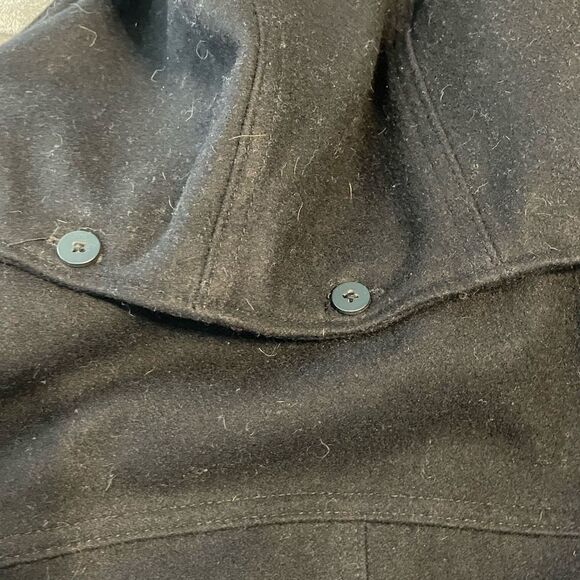 Michael Kors Classic Wool Pea Coat Black Lined Hood Zipper Closure 1X - Picture 10 of 10